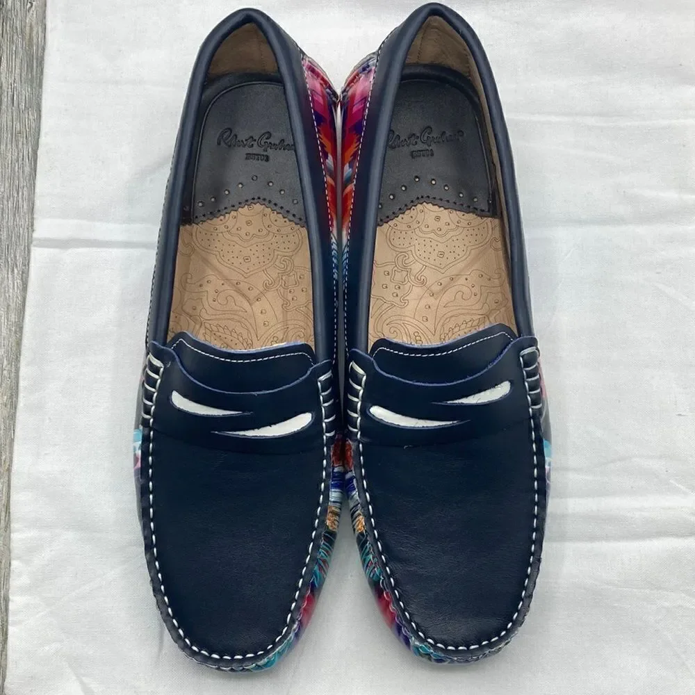 ROBERT GRAHAM Russell Leather Driver Loafer Shoe Hand Painted Size 9